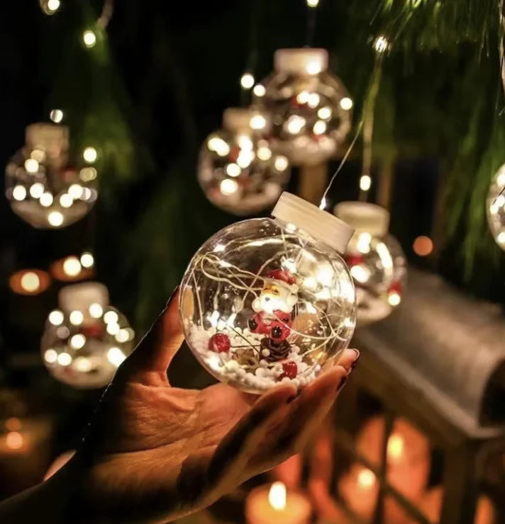 CORTINA DE LUCES ESFERAS NAVIDEÑAS