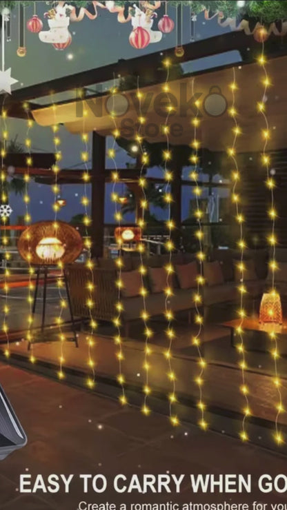 CORTINA DE LUCES LED DECORATIVAS – LUZ CÁLIDA 3x3 MTRS.